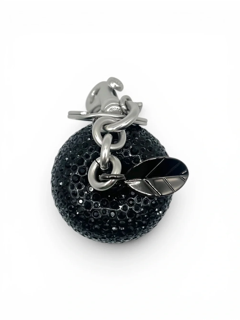 Auth NWT Coach Black Crystal Apple Bag Charm - Picture 2 of 2